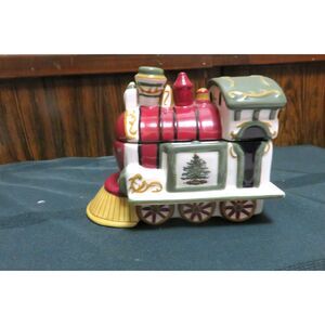 Spode Christmas Tree Village Christmas Train Engine Covered Dish Retired 2002